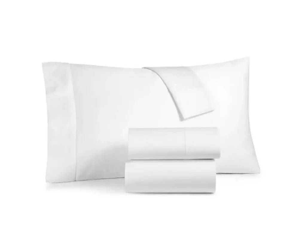 NWT Charter Club Twin Sheet Set Damask Solid 550 TC Supima Cotton White